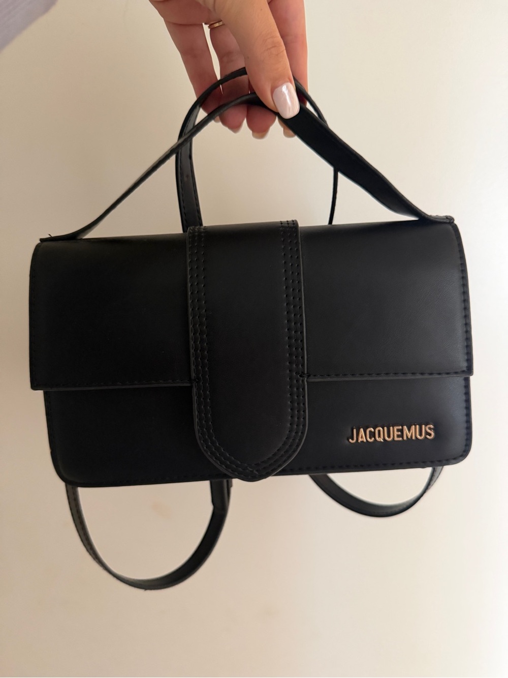 Black leather top-handle shoulder bag - Bambino Bag - READ DESCRIPTION